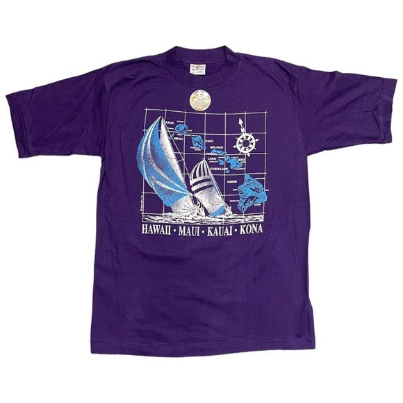 Vintage 1989 Poly Tees Hawaii Islands T-Shirt - Picture 1 of 6